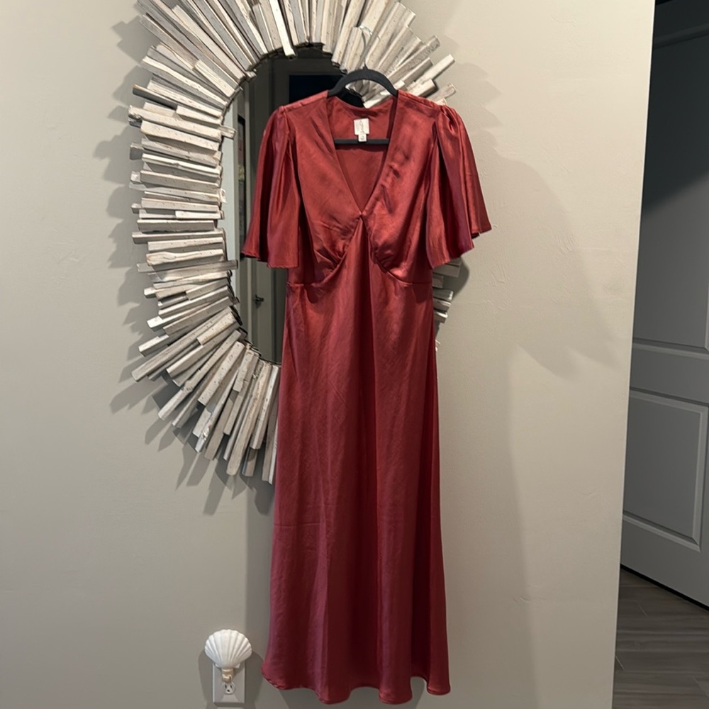 Joie Puff Sleeve Satin Maxi Formal Special Occasion Dress Women’s SZ LG worn 1x